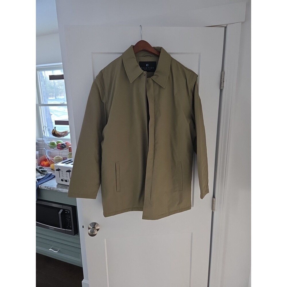 #52 Kenneth Cole Reaction men's Large tan coat Polyurethane Polyester Nylon